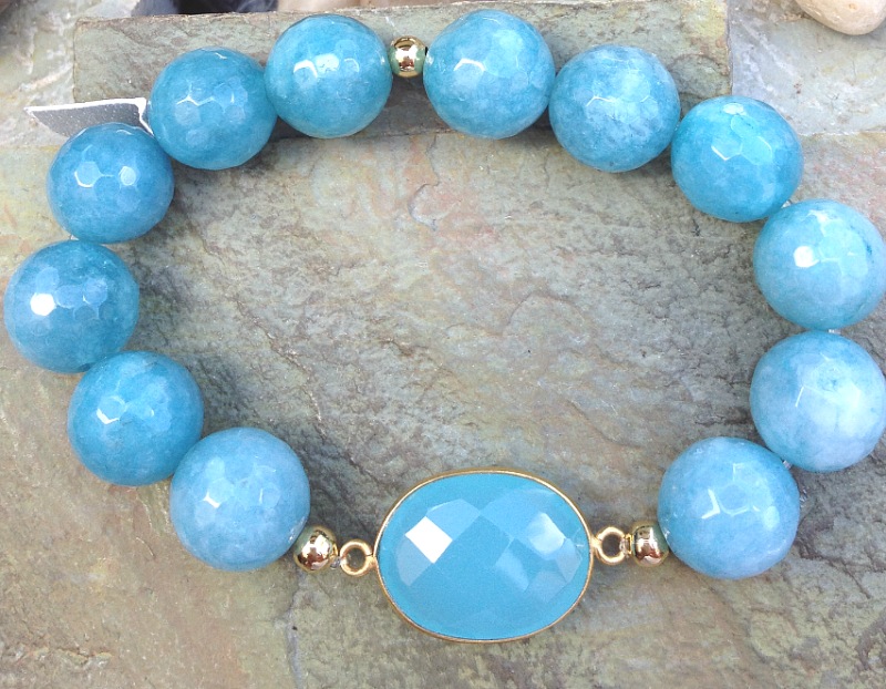 Turquoise Agate link with 12mm beads