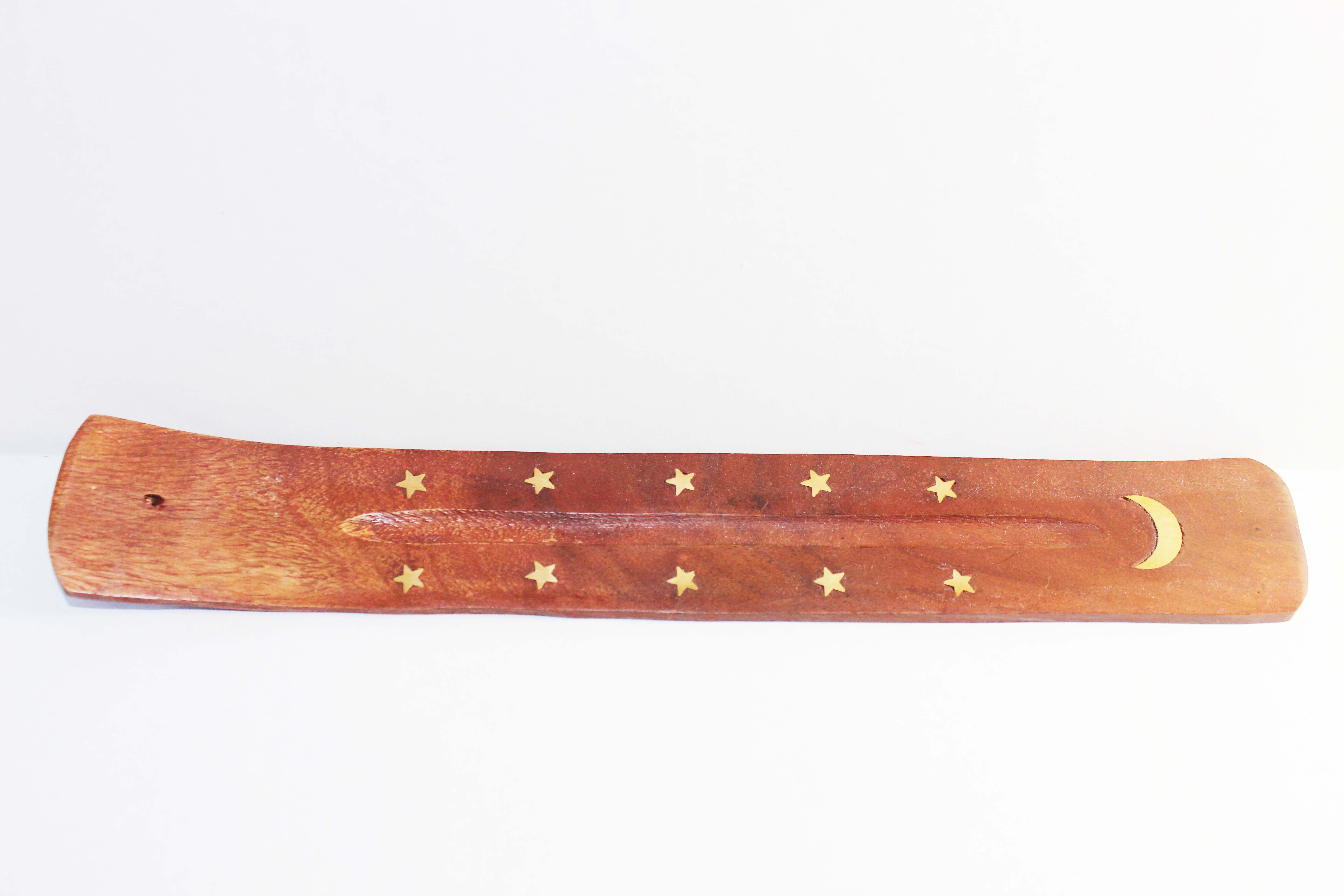 Incense Holder- Flat Wood "moon and starts"