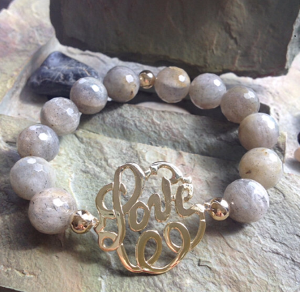 LOVE Monogram with Labradorite beads