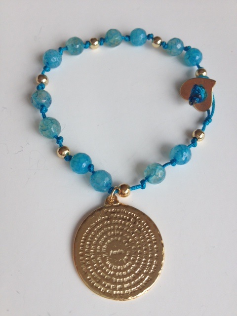 Blue stones with Padre Nuestro charm